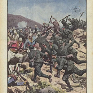 Italian heroism against Albanian betrayal (colour litho)