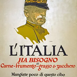 Italy has need of meat, wheat, fat, and sugar, 1917 (colour litho)