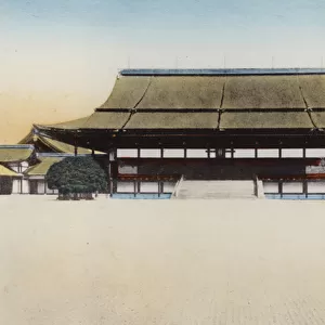 Japan, c. 1912: Shishinden Hall in the Kyoto Palace, was used for new years audiance, and other large ceremonies; The enthronement of the present emperor was held here at 1868, Kyoto (photo)