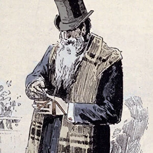 Jewish religion: an old Jewish man wearing the prayer lime (Talit or Tzitzit)