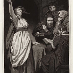 Joan of Arc declaring her mission (engraving)