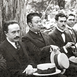 Jose Vasconcelos and Diego Rivera during an outdoor event at Chapultepec Park