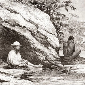 Jules Crevaux, during his exploration of French Guiana in 1878, in the shade of a