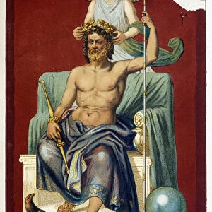 Jupiter (Zeus) crowned by Victory - according to a fresco by Pompeii raised by Nicolini