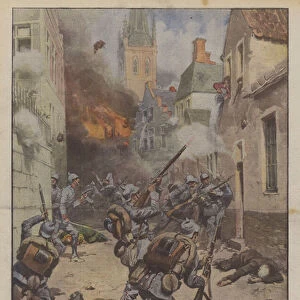 Knife war in Belgium, in the villages near Liege the population defends their teeth... (colour litho)