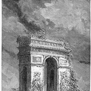 L Arc de Triomphe as a ruin, 19th Century (b / w engraving)