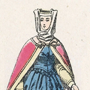 La reine Isabelle d Arragon, femme de Philippe 3 (coloured engraving)