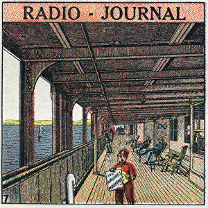 La T. S. F. : radio - newspaper. Newspaper salesman on a liner