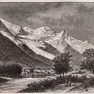 la vallee de chamonix et le mont Blanc - engraving in "La France illustree