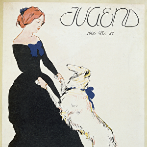 Lady with a Greyhound, illustration from Jugend, 1906 (colour litho)