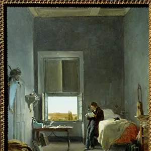L'artiste dans sa chambre a la villa Medicis. Peinture de Jules Louis Philippe Coignet (1798- 1860), 1817. Huile sur toile. Cleveland, Museum Of Art