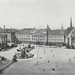 Leipzig, Augustusplatz mit Universitat, Paulinerkirche und Museum (b / w photo)