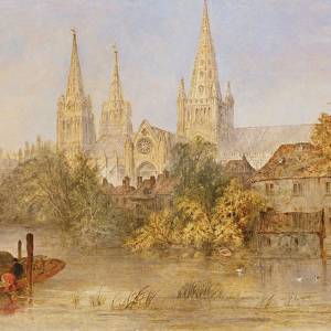 Lichfield Cathedral from Stowe Pool, c. 1850 (oil on canvas)