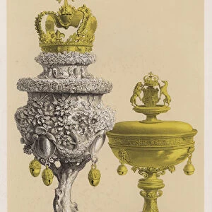 Loving cups, the property of the Barbers Company (colour litho)