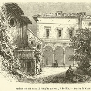 Maison ou est mort Christophe Colomb, a Seville (engraving)