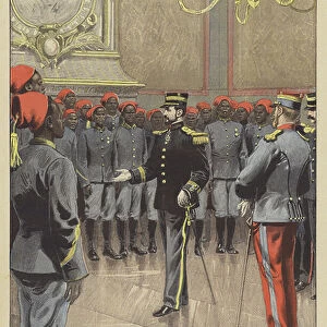 Major Marchand saying farewell to his companions (colour litho)