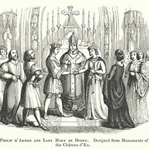 Marriage of Philip d Artois and Lady Mary de Berry (engraving)