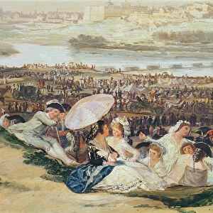 The Meadow of San Isidro (detail of a group with a parasol), 1788 (oil on canvas)