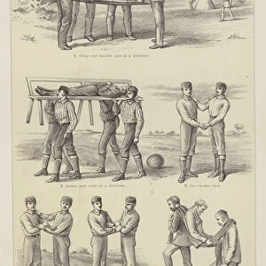 Methods of carrying injured persons (engraving)