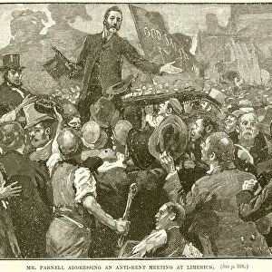 Mr. Parnell addressing an Anti-Rent Meeting at Limerick (engraving)