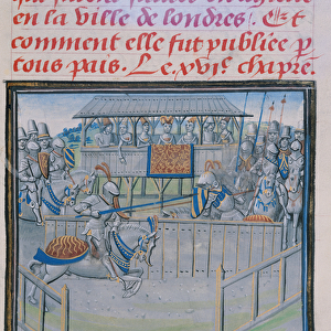 Ms 5190 f. 88 A Tournament in London: Jousting, from Froissarts Chronicles