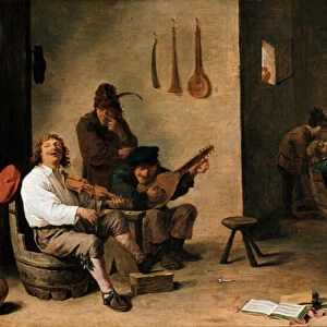 Musicians in a Tavern Painting by David Teniers the Young (1610-1690) 17th century Turin