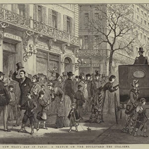 New Years Day in Paris, a Sketch on the Boulevard des Italiens (engraving)