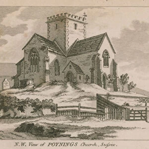 North-west view of Poynings Church in Poynings (engraving)