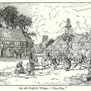 An old English Village, "May-Day"(litho)