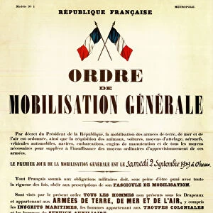 Order of mobilization in France September 02, 1939 - Order of mobilization generale
