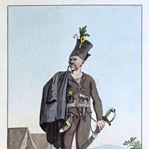 A Pandour from Croatia (coloured engraving)