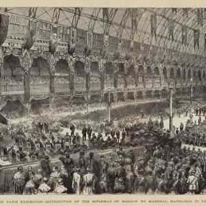 The Paris Exhibition, Distribution of the Diplomas of Honour by Marshal Macmahon in the Palais de l Industrie (engraving)