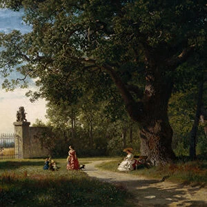 Park landscape with figure, 1856