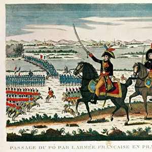 Passage to Po, before the Battle of Marengo, Prairial, Year VIII (coloured engraving)