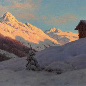 Peaks in the Engadine (oil on canvas)