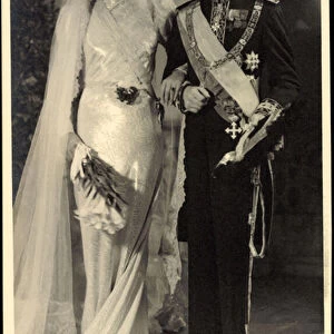 Photo Ak Lucia of Calabria with Prince Eugenio of Savoy (b / w photo)