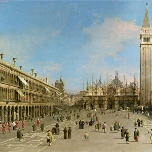 Piazza San Marco looking towards the Basilica di San Marco (oil on canvas)