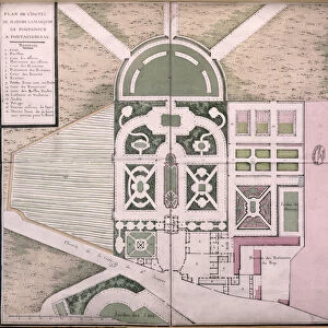 Plan of the Hotel of Madame de Pompadour in Fontainebleau (colour engraving)
