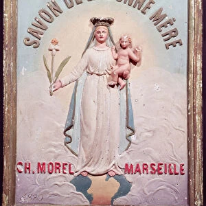 Plaque advertising Savon de la Bonne Mere, 1880 (plaster)