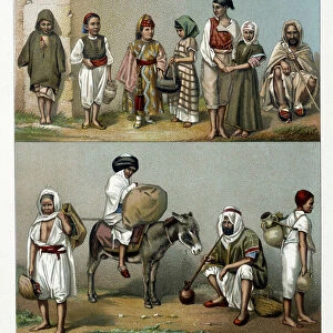 Popular costumes from Algeria and Tunisia. Illustration in "