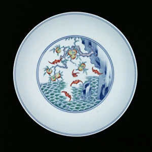 Porcelain dish painted in underglaze blue and ducai enamels, 1723-1735 (porcelain)