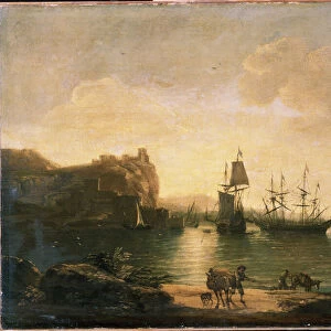 Port. Peinture de Salvator (Salvatore) Rosa (1615-1673), huile sur toile, art italien (Naples), art baroque. M. Kroshitsky Art Museum, Sebastopol (Ukraine)