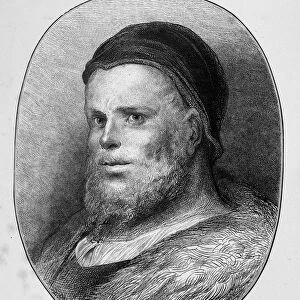 Portrait of Rabelais young - engraving, by Gustave Dore, 1873