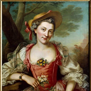Portrait of Woman Painting by Donatien Honotte (1707-1785) 18th century Dijon