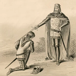 Prince Edward, the Black Prince, being knighted by his father, King Edward III