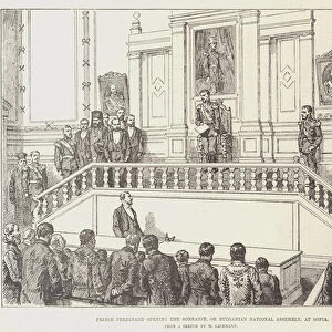 Prince Ferdinand opening the Sobranje, or Bulgarian National Assembly, at Sofia (engraving)