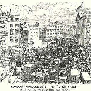 Punch cartoon: London Improvements. An "Open Space"- traffic congestion in Victorian London (engraving)