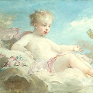 Putti frolicking in the Clouds (oil on canvas)