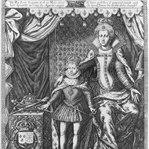 Queen Marie de Medicis and Louis XIII as a child, engraved by Nicolas de Mathoniere (fl