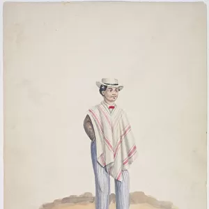 Quito in a poncho and bowtie, 1865 (watercolour)